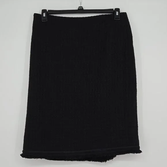 Talbots Tweed Elegant Black Women's Skirt Slit In Back Plus Size Curvy Size 16 - Picture 2 of 9